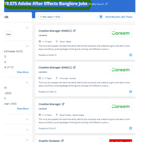 Adobe After Effects internship jobs in Kannur