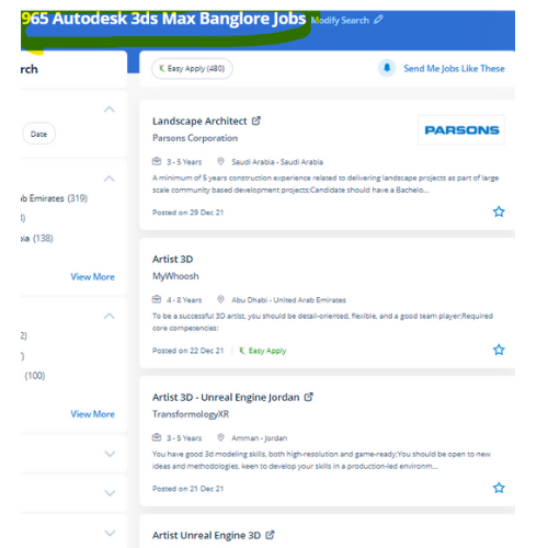 Autodesk 3Ds Max internship jobs in Kottayam