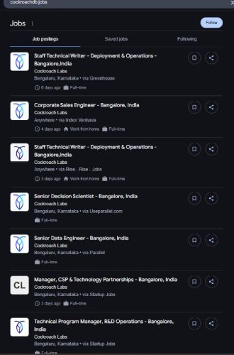 CockroachDB internship jobs in Malappuram