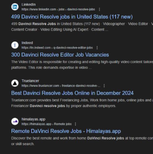 Davinci Resolve internship jobs in Kasaragod
