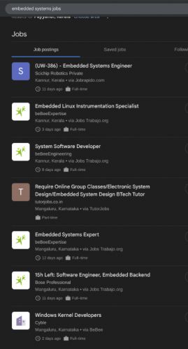 Embedded Systems internship jobs in Malappuram