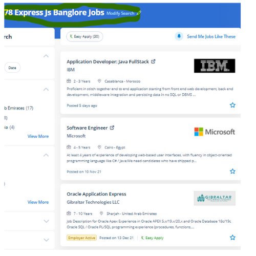 Express JS internship jobs in Kerala