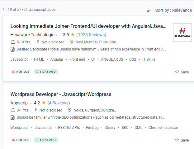 JavaScript internship jobs in Irinjalakuda