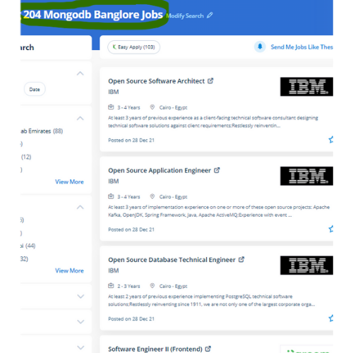MongoDB internship jobs in Alappuzha