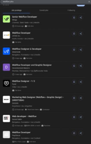 Webflow internship jobs in Cochin